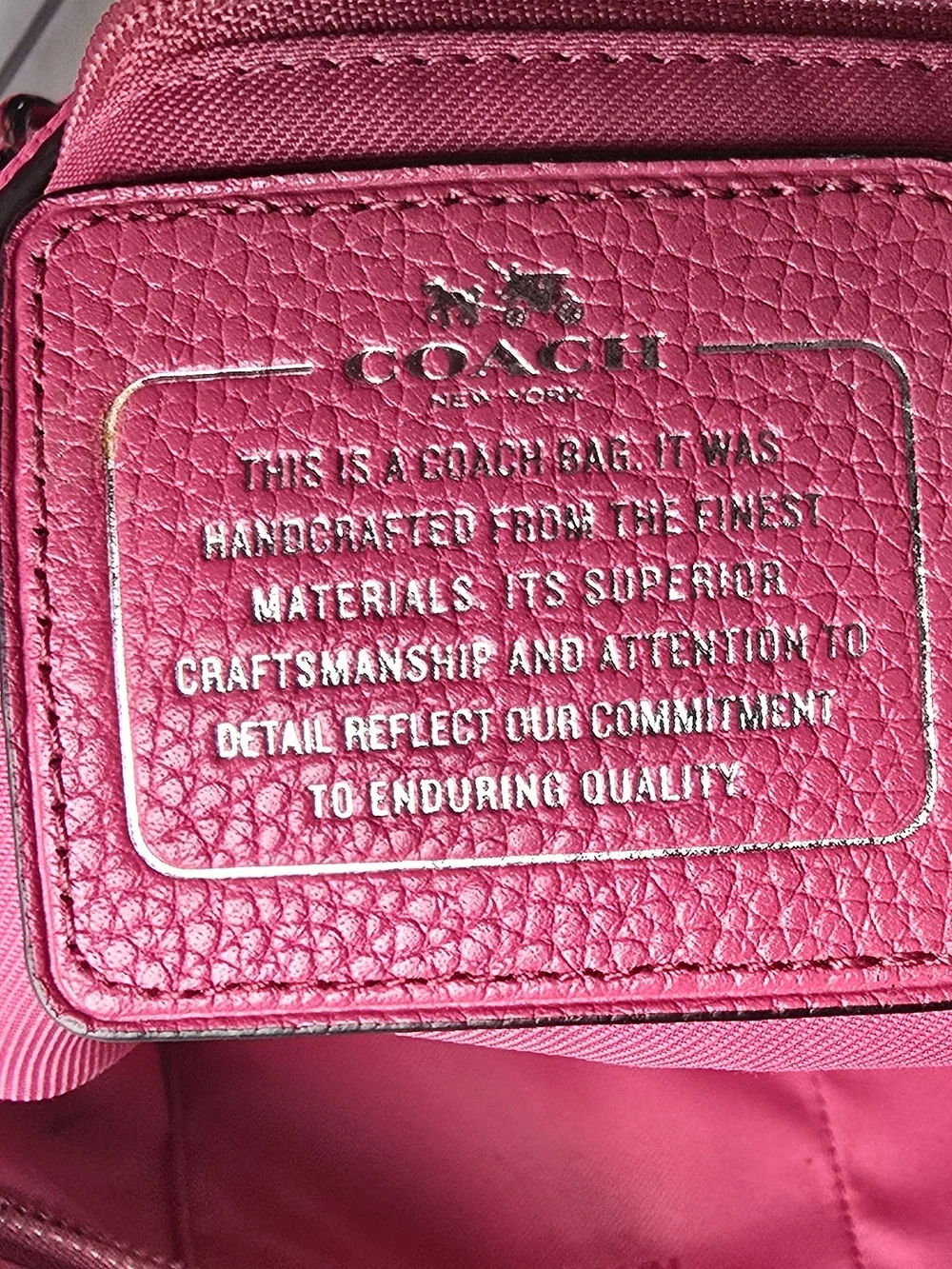 Coach Small Tote Dahlia Pink Pebbled LeatherBag W Dust Bag